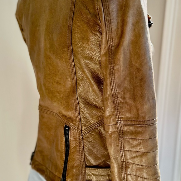 Women’s Black Rivet Leather Jacket, Size XS